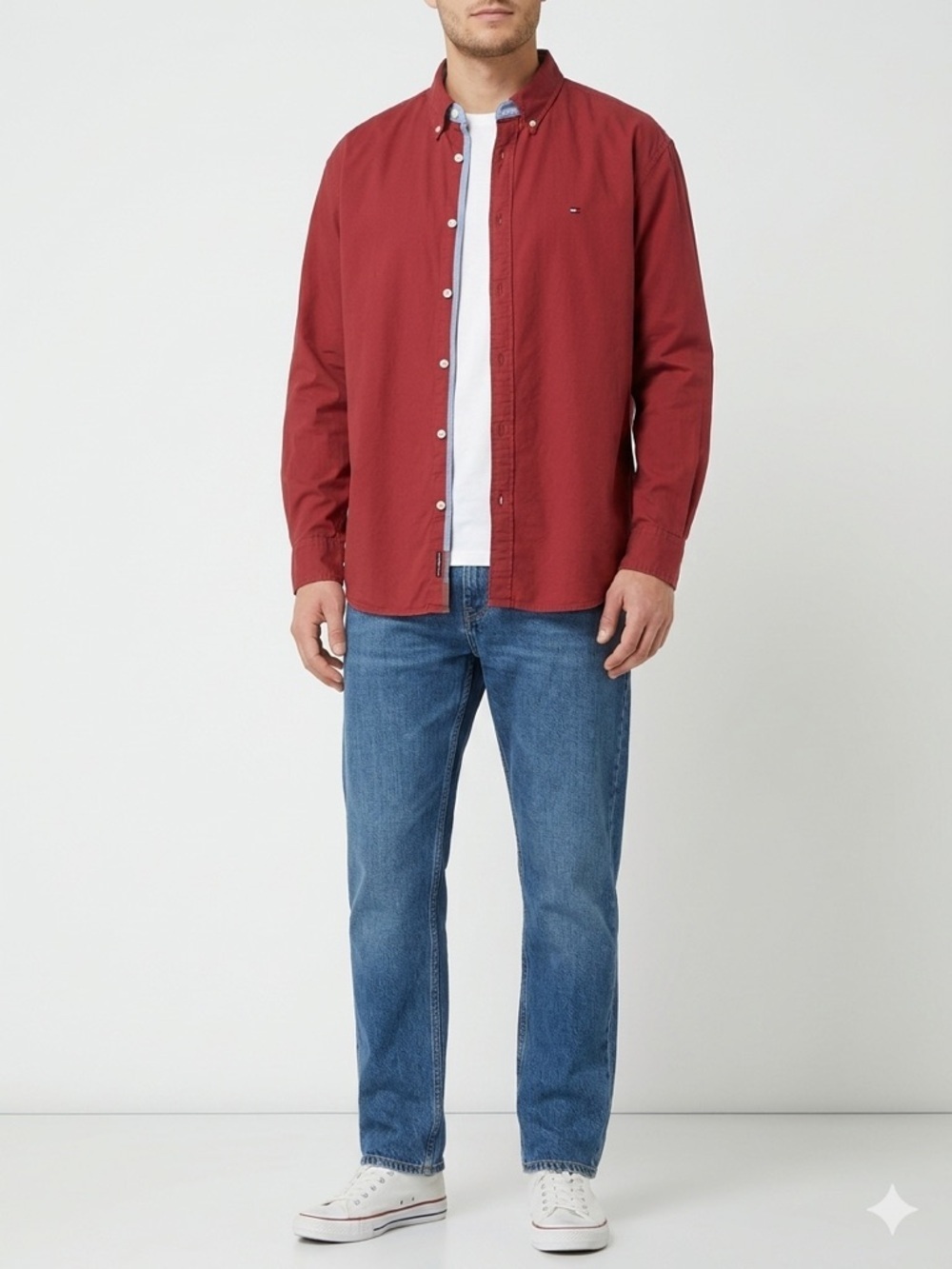 Tommy Hilfiger Shirt Mens XXXL Burgundy Wine Button Down Cotton